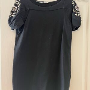 Sportmax Black Mini Dress with Embellished Sleeves